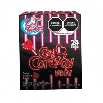 Paleta de caramelo macizo acidulado con molde de corazón sabor a fresa Cool Toons (336 g / 11.85 oz)